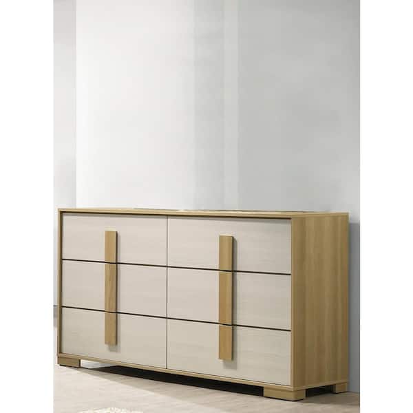 Alissa Natural-White Color 6-Drawer 17 in W. Dresser