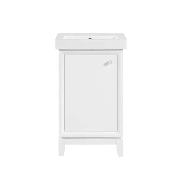 Norris 20 in. Single Sink White Bath Vanity with White Ceramic Top (Assembled)