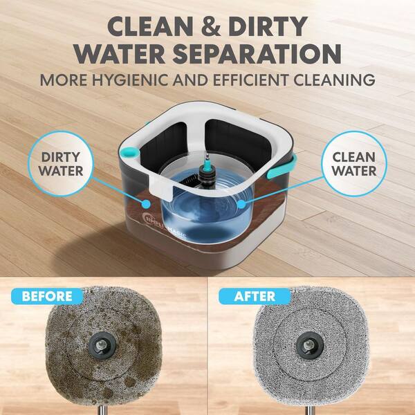 SIMPLI-MAGIC 360° Square Spin Mop and 14 in. Microfiber Spin Mop