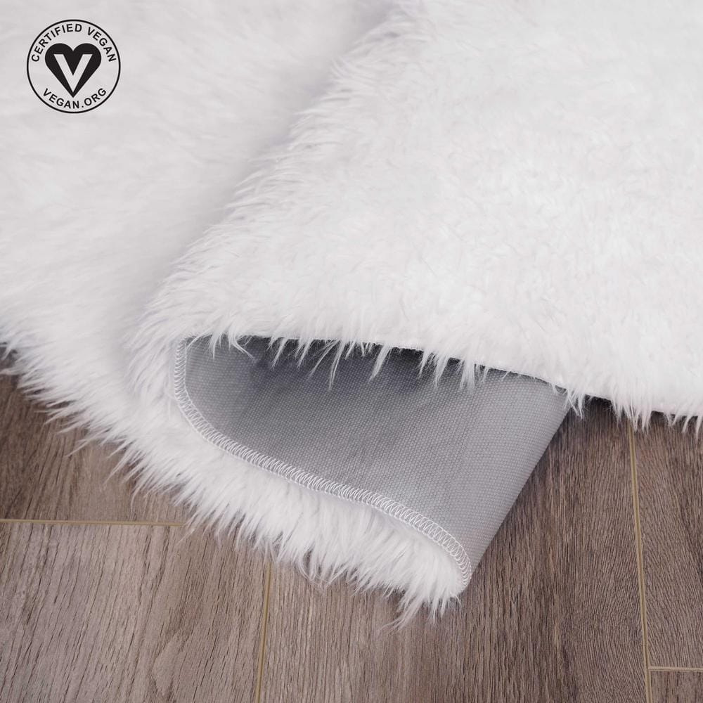 Luxurious Soft White Faux Fur Shag Round Area Rug 6'