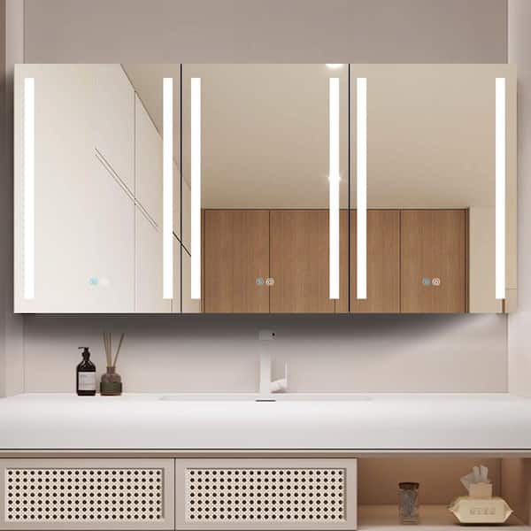 Staykiwi 60 in. W x 30 in. H Rectangular Aluminum Medicine Cabinet with Mirror
