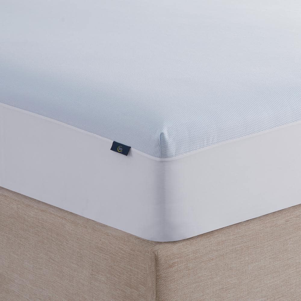 Twin XL Blue Polyester Waterproof Cooling Mattress Protector