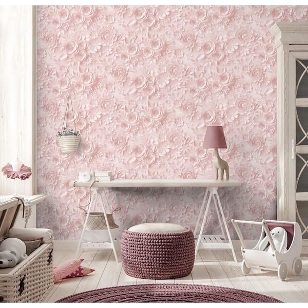 Paper Flowers Pink Wallpaper