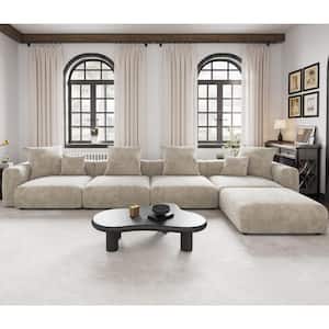 181.1 in. W Square Arm 5-Piece Corduroy Fabric Modular Free combination Sectional Sofa in Beige