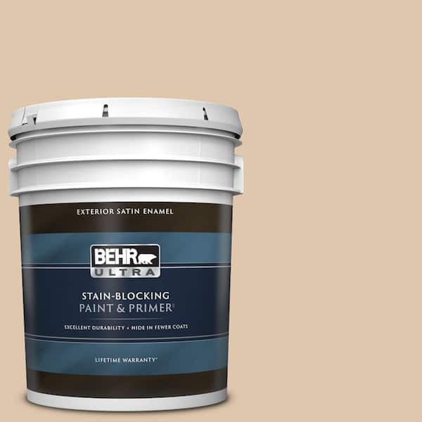 BEHR ULTRA 5 gal. #N260-2 Almond Latte Satin Enamel Exterior Paint & Primer