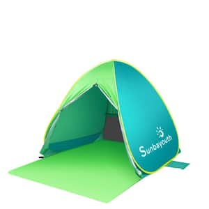 4.9 ft. x 5.42 ft. Green Anti UV Instant Portable Pop Up Baby Beach Tent for 2-3 Person