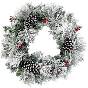 24 in. Artificial Christmas Wreath with Pinecones and Berries