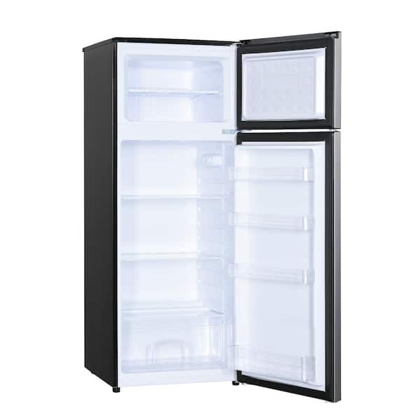 Magic Chef - 7.3 cu. ft. 2-Door Mini Fridge in Platinum Steel with Freezer