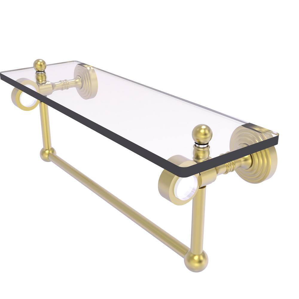 Pacific Grove  16 in. W 6.4 in. H x 5.13 in. D Glass Rectangular Shelf in Satin Brass with Towel Bar price history on PriceWatchPro