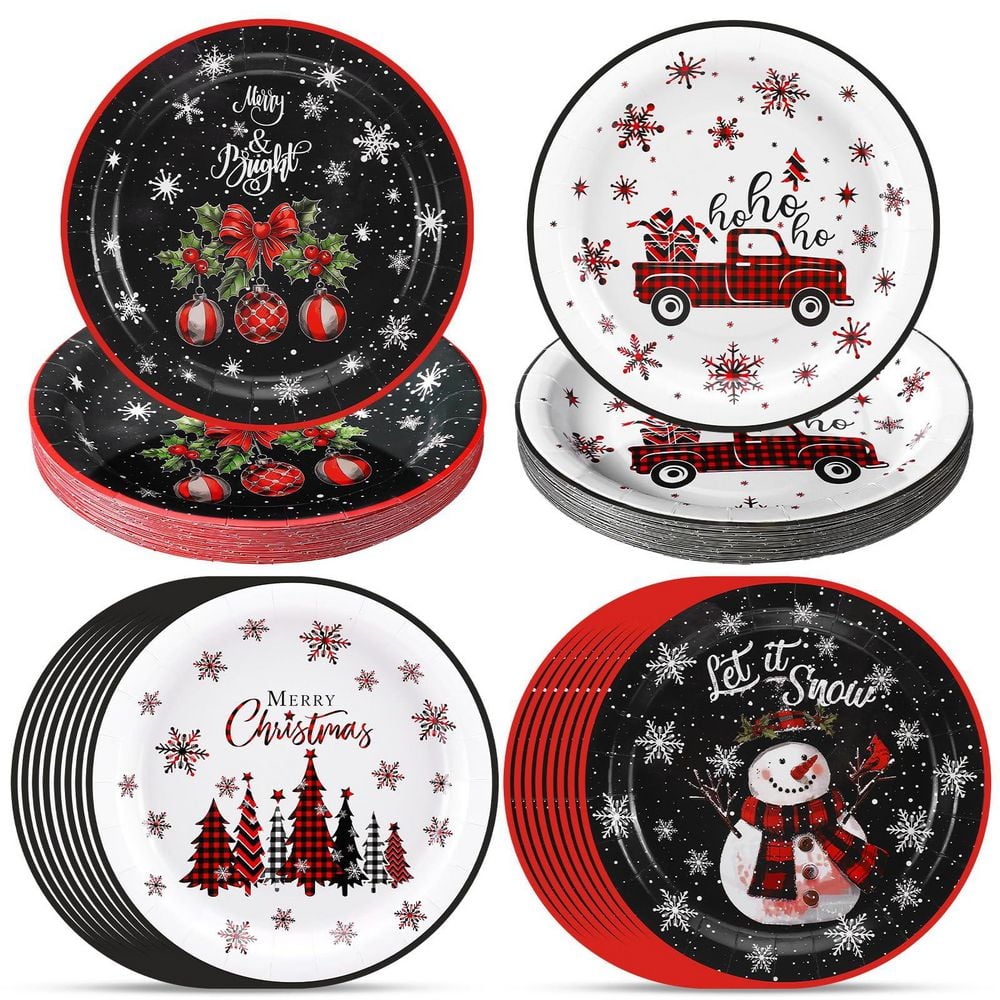 Umigy 100 Pcs Christmas Oval Paper Plates 10" X 12" Christmas