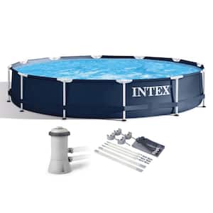 12 ft. x 30 in. Frame Round Above Ground Swimming Pool Kit with Canopy