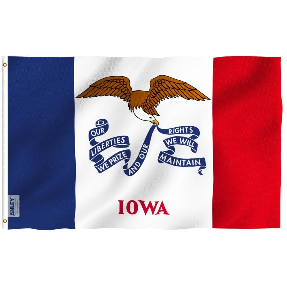 Fly Breeze 3 ft. x 5 ft. Polyester Iowa State Flag 2-Sided Flags Banners wi