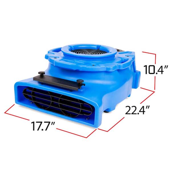 1/4 HP Low Profile Blue Air Mover Blower Fan for Water Damage Restoration Carpet Dryer Floor