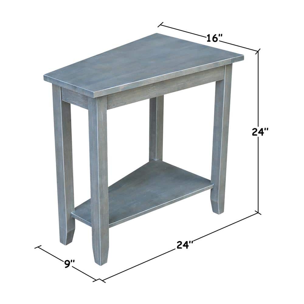 Elegant Triangular Solid Wood Keystone Accent Table