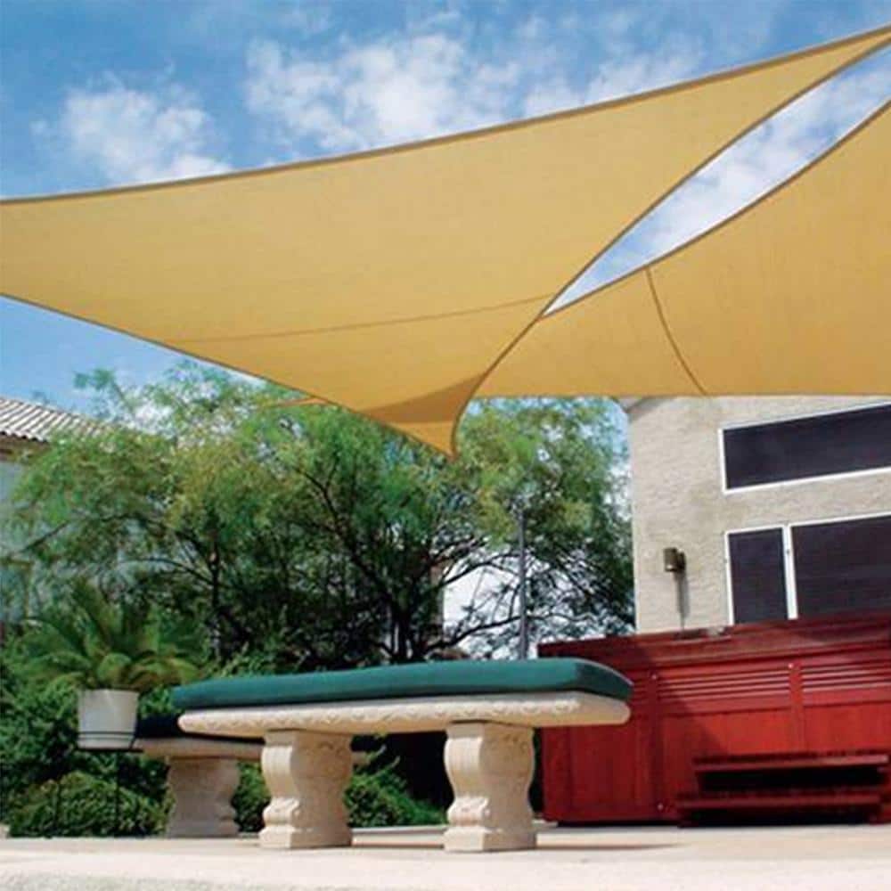 Sahara Yellow 12 ft Triangle Outdoor Shade Sail with HDPE Fabric