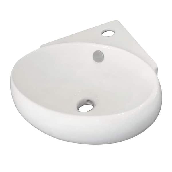 Kingston Brass 15 in. Vitreous China Corner Vessel Sink with Overflow in White