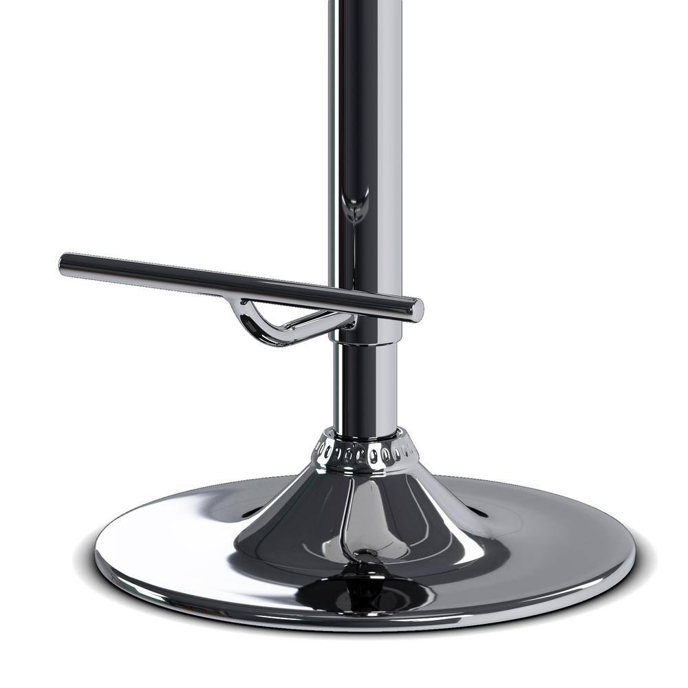 Blue Linen Adjustable Swivel Bar Stool with Wood Accents
