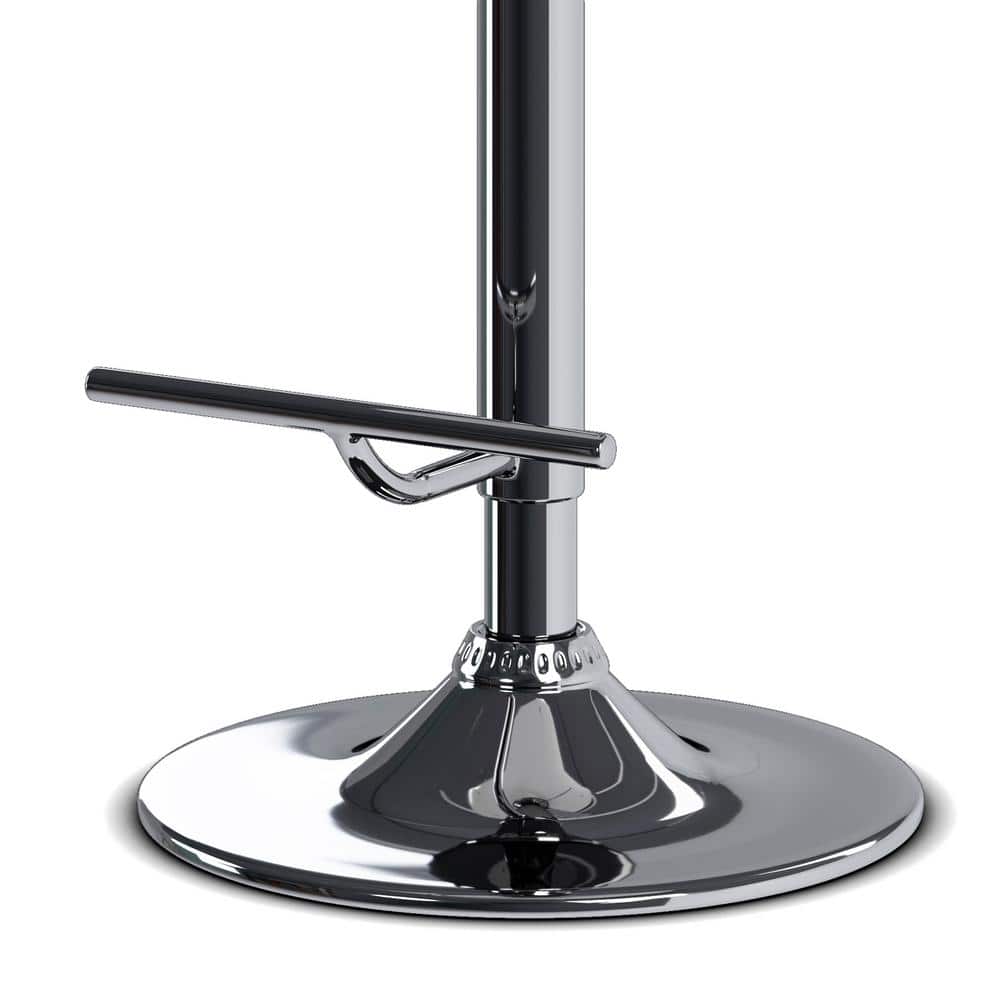Deep Tan Vegan Faux Leather Adjustable Swivel Bar Stool with Natural Bentwood
