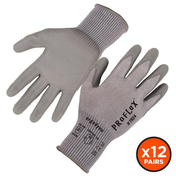 Ergodyne ProFlex 7024 Extra Large Gray PU Coated Cut-Resistant Gloves (12-Pairs)