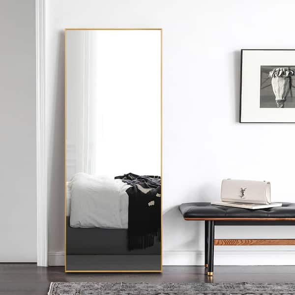 PexFix 59 in. x 20 in. Modern Style Rectangle Mirror Framed Gold Curved Edge Standing Mirror Full Length Floor Mirror
