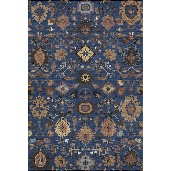 Mayfield Premium Machine Washable Abstract AMF2458 Navy 10 ft. x 14 ft. Area Rug
