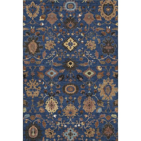 Mayfield Premium Machine Washable Abstract AMF2458 Navy 5 ft. x 7 ft. 6 in. Area Rug