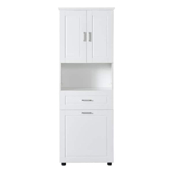 JimsMaison 25 in. W x 16 in. D x 70 in. H White Linen Cabinet