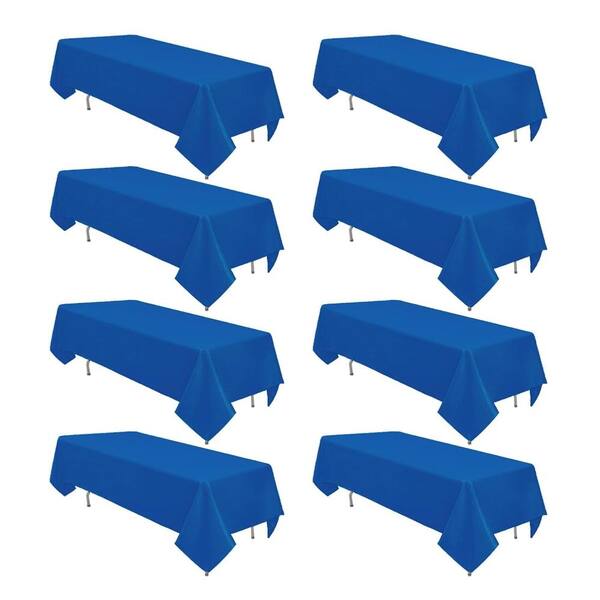 8 Pack 60×102in Royal Blue Polyester Rectangular Tablecloths, Wrinkle Resistant Washable 6FT Table Covers