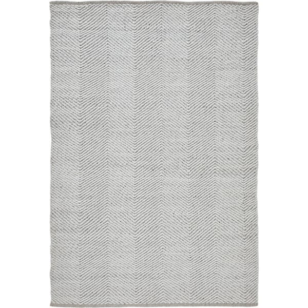 Notre Dame Design Lydia – Combination of Ivory and Silver 5 ft. 3 in. x 7 ft. 3 in. Wool and Polyester Blend Hand Woven Area Rug