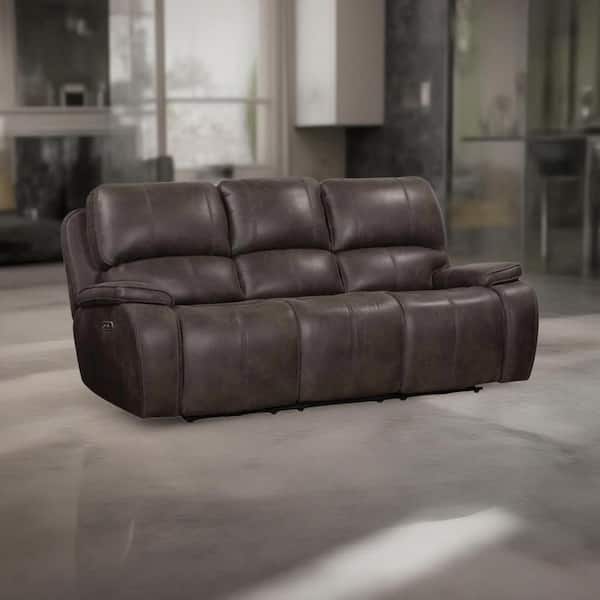 Talo Charcoal Gray Fabric Glider Recliner Power Sofa with USB Port