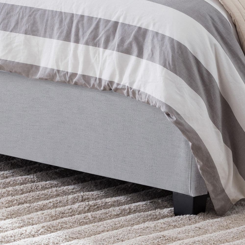 Elegant Light Gray Wingback King Platform Bed with Tufted Headboard