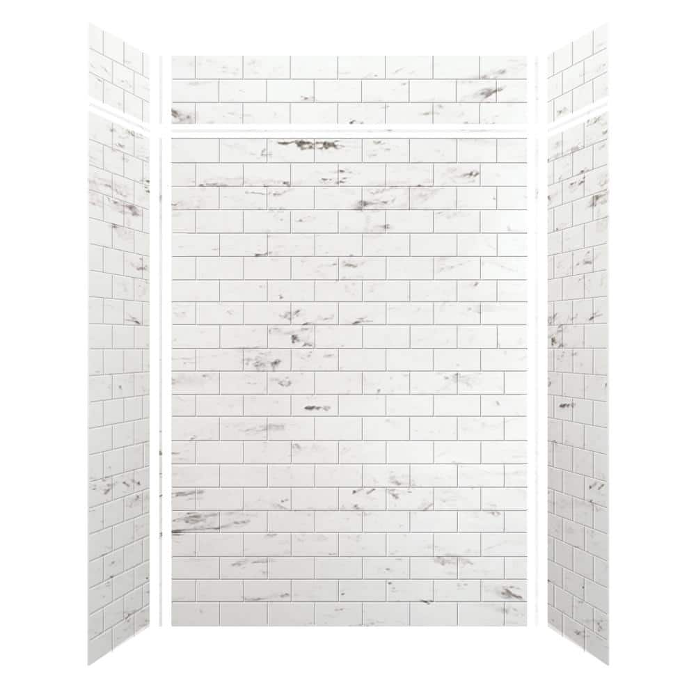 Saramar 60 in. W x 96 in. H x 36 in. D 6-Piece Glue to Wall Alcove Shower Wall Kit with Extension in. White Venito price history on PriceWatchPro