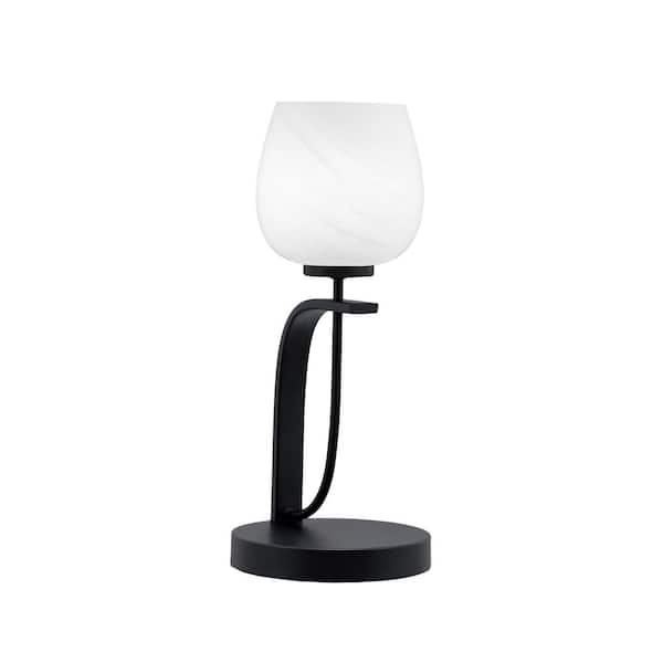 Unbranded Olympia 16.5 in. Matte Black Piano Desk Lamp with White Marble Glass Shade