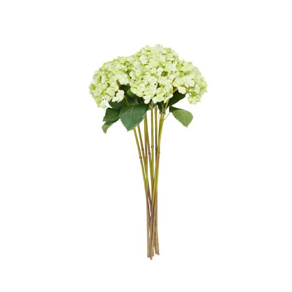 33 in. Tall Green Hydrangea Artificial Flower Stem (Set of 8)