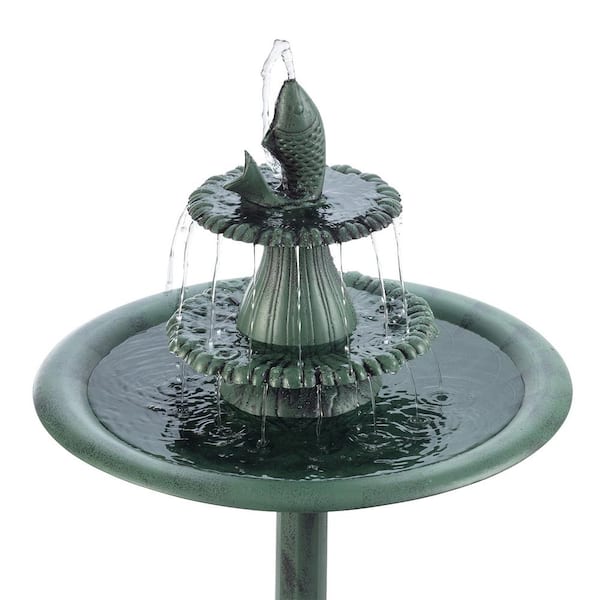 Alpine TEC104 3-Tiered Pedestal Fountain and Bird Bath with Fish Design for sale online 