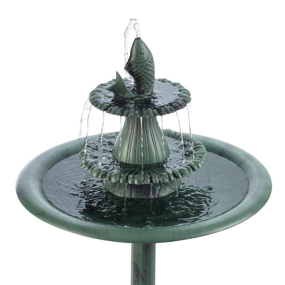 Green Plastic 3-Tier Pedestal Fountain Bird Bath