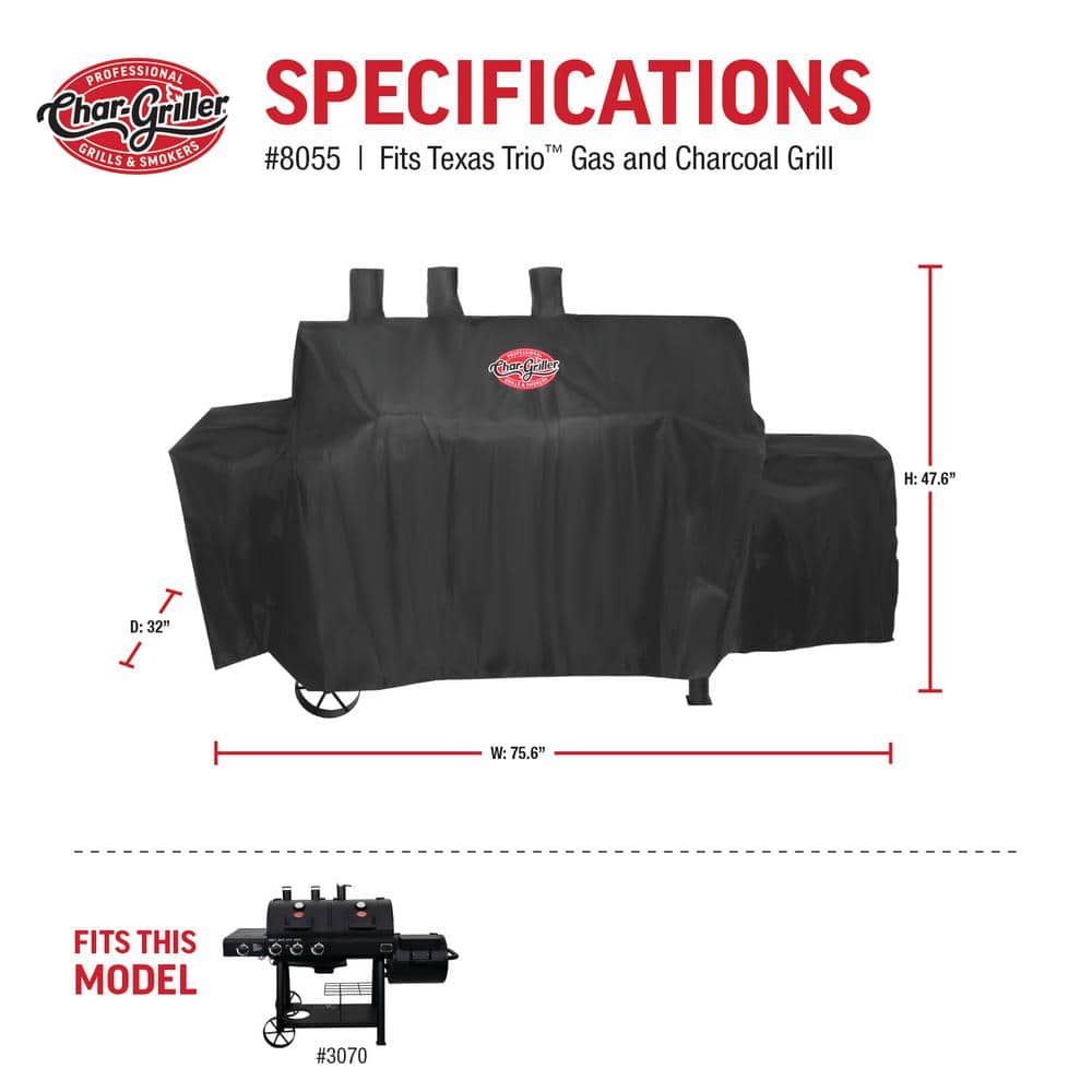 Black Heavy-Duty PVC Grill Cover for Charcoal Grills