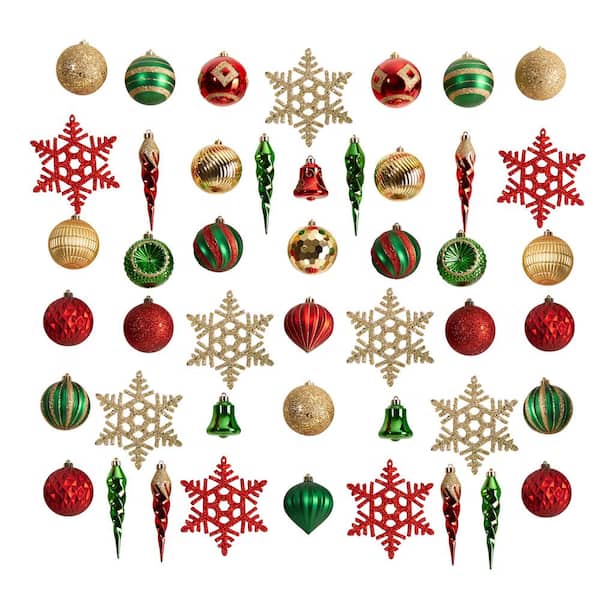 Holiday Deluxe 4.5 in. Multicolor Shatterproof Assorted Ornaments (50-Pack)