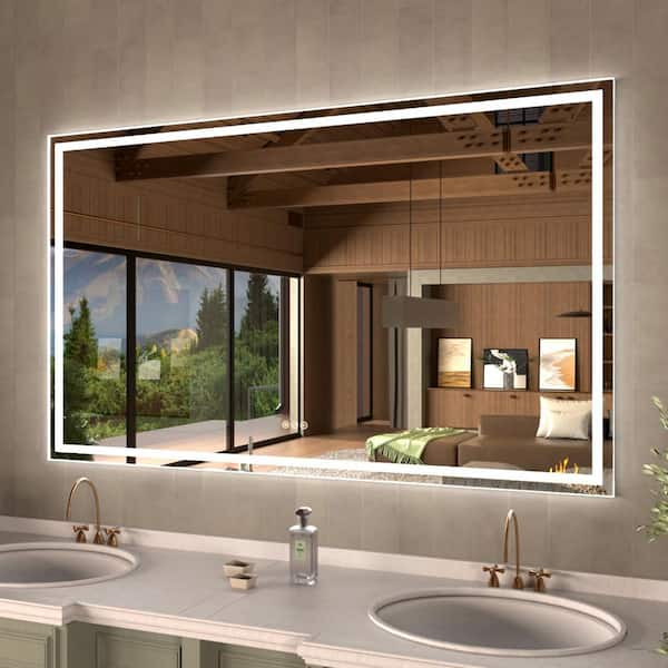 Orliva 60 in. W x 36 in. H Rectangular Frameless LED Wall Bathroom Vanity Mirror