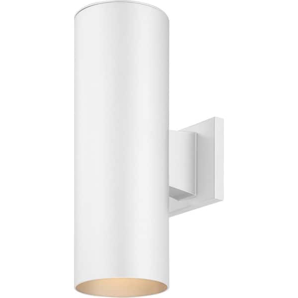 Volume Lighting Medium 2-Light White Aluminum Integrated LED Indoor/Outdoor Wall Mount Cylinder Light Sconce