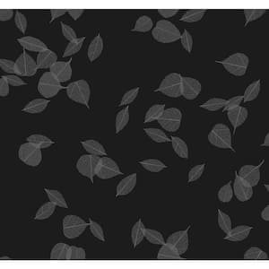 Myles Black Leaves Wallpaper