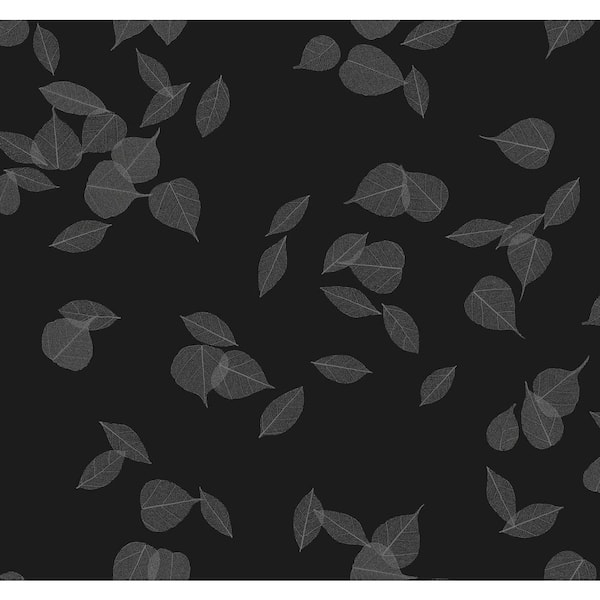 Myles Black Leaves Wallpaper