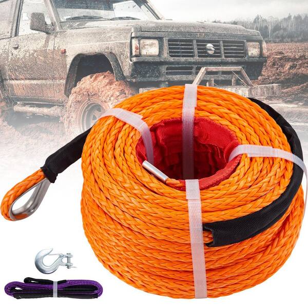 VEVOR Orange Synthetic Winch Rope 100 ft. x 3/8 in. Winch Line