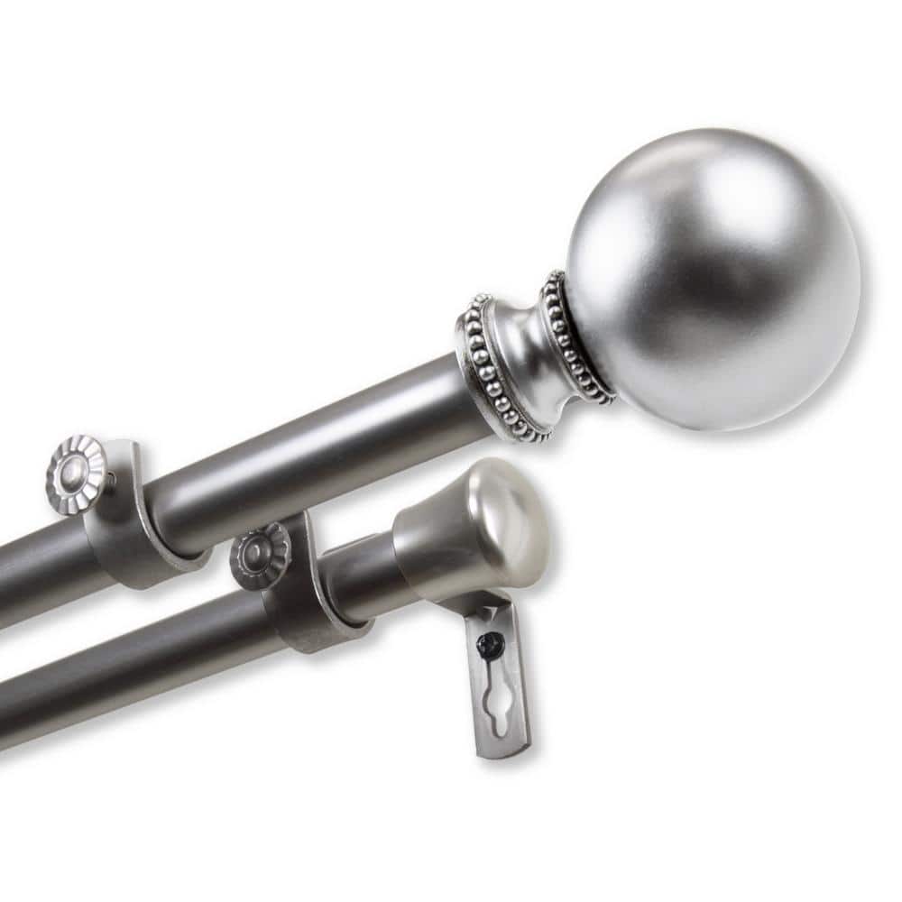 28 in. to 48 in. Adjustable 13/16 in. Stevie Double Curtain Rod in Satin Ni