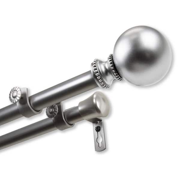 Unbranded 28 in. to 48 in. Adjustable 13/16 in. Stevie Double Curtain Rod in Satin Nickel
