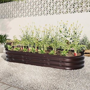 5.6 ft. Oval Brown Metal Garden Bed