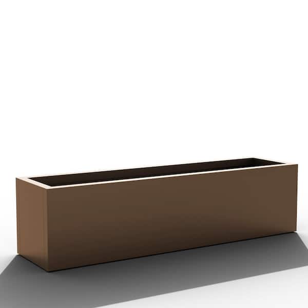 9 in. L x 35.83 in. W x 9 in. H 50 qts. Brown Metal Rectangular Planter Box Raised Beds with Drainage Hole for Herbs