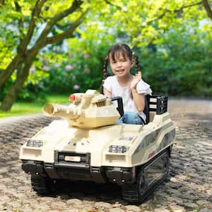 24-Volt Kids Ride on Car Electric Tank Vehicle for Children 3-Years to 8-Years Old with Remote Control, Light and Music