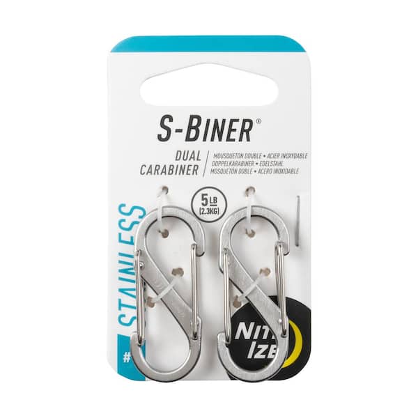 Nite Ize S-Biner Stainless Steel 2-Pack #1 Black Dual-Gated Carabiners 5lb-Rated 