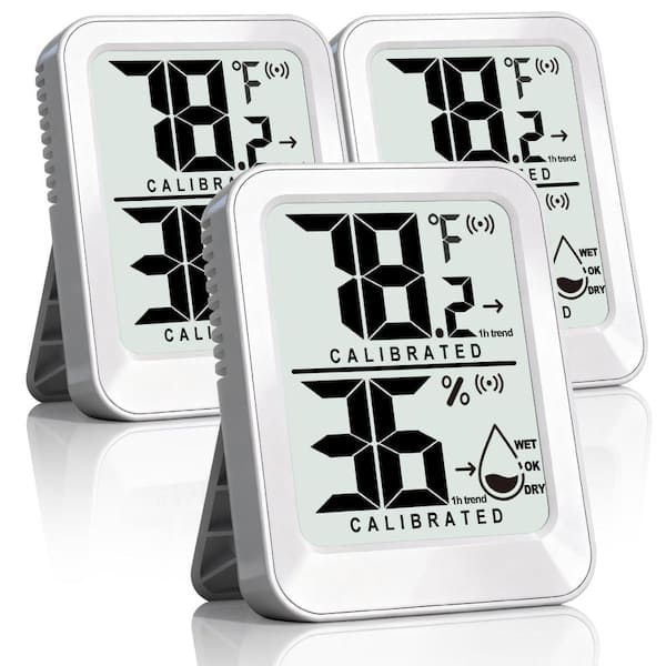 3 Pack Mini Room Thermometer Hygrometer with Digital Temperature and Humidity Monitor, Real Time Indoor Gauge, White